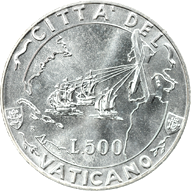 500 Lire argento Città del Vaticano Giovanni Paolo II 1992 verso