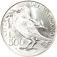 500 Lire argento Città del Vaticano Giovanni Paolo II 1993 verso