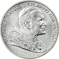 500 Lire argento Città del Vaticano Giovanni Paolo II 1996 dritto