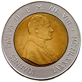 500 Lire Città del Vaticano Giovanni Paolo II 1986 dritto