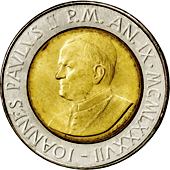 500 Lire Città del Vaticano Giovanni Paolo II 1987 dritto