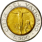 500 Lire Città del Vaticano Giovanni Paolo II 1987 verso