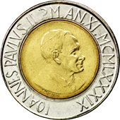 500 Lire Città del Vaticano Giovanni Paolo II 1989 dritto