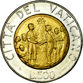 500 Lire Città del Vaticano Giovanni Paolo II 1994 verso