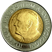 500 Lire Città del Vaticano Giovanni Paolo II 1996 dritto