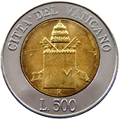 500 Lire Città del Vaticano Giovanni Paolo II 2000 verso